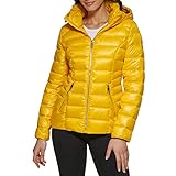 GUESS Women's Midweight Puffer Jacket, Quilted NEON Yellow, Large