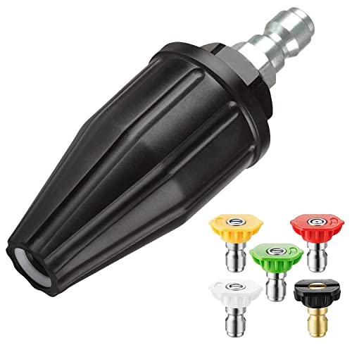 YAMATIC Pressure Washer Turbo Nozzle Tips, 360° Rotating Turbo with 5 Spray Nozzles, 3000 PSI 4.0GPM with 1/4" Quick Connector Compatible with Ryobi, Greenworks, Craftsman, Troybilt, Simpson