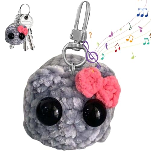 FRGITYGIFT Cute Sad Hamster Keyring, Kawaii Sad Hamster Meme Plush Toy, Handmade Sad Hamster Crochet Doll Keychains with Bow Gifts (with music)