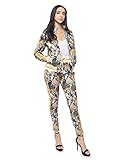 VICTORIOUS Women's Royal Jungle Floral Tiger 2 Piece Tracksuit Set - Long Sleeve Sweatshirts and Sweat Pants VL207 - Off-White - 3X-Large - C8F