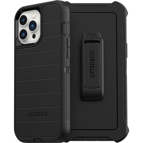 OtterBox iPhone 13 Pro Max & iPhone 12 Pro Max Defender Series Case - Black, Rugged & Durable, with Port Protection, Includes Holster Clip Kickstand