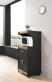 Hodedah Microwave Kitchen Cart, Black-Beech