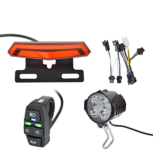 Bike Headlight-Taillight Combinations -24V to 48V E-Bike Headlight Turn Signal Rear Light with Switch,Front Rear Warning Lights Kit for Electric Bike Scooter