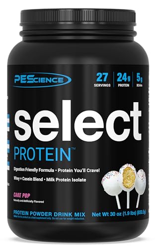 PEScience Select Protein Powder, Whey and Casein Blend, Clean Protein Powder for Women and Men, Low Calorie, Low Carb, Keto Friendly, Gluten Free, Cake Pop, 27 Servings