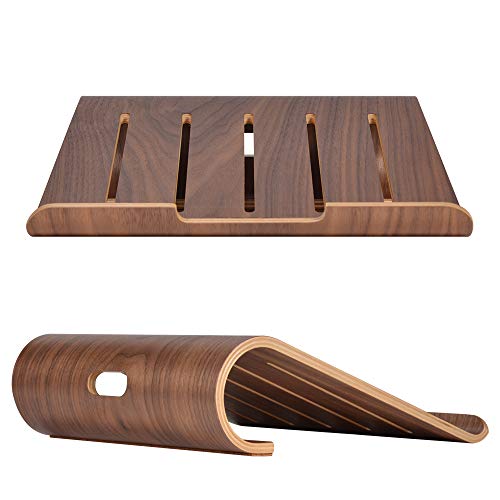SAMDI Wooden Notebook Radiator Stand,Universal Desktop Shelf Wood Stand,Laptop Holder for MacBook Ipad Air Pro Mini Retina and Other Tablet and Laptop (Walnut)
