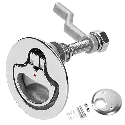 GANGUOLA Heavy Duty 316 Stainless Steel Boat Cam Latch, Marine Flush Hatch Pull with Back Plate and Screw