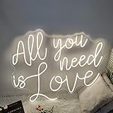 INSNEnN All You Need is Love Neon Sign,All You Need is Love Neon Lights for Wedding LED Neon Sign Gifts,Bedroom Birthday Party Letters Neon Sign for Engagement Home Wall Decorations,20 * 17.3 inch