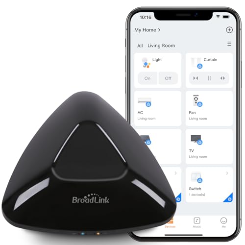 Broadlink RM MAX Smart Home Hub, Wi-Fi & BLE Universal Remote for IR/RF Devices, Compatible with Alexa & Google Home, Easy Setup, RF Hub for TV, AC, Blinds