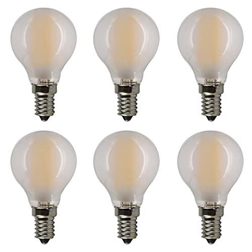 YDJoo E14 G45 LED Globe Filament Bulb Dimmable 4W LED Filament Light Bulb 40W Equivalent E14 European Base Warm White 2700K Frosted Glass Decorative Vintage Bulb for Pendent Chandelier, AC110V(6 Pack)