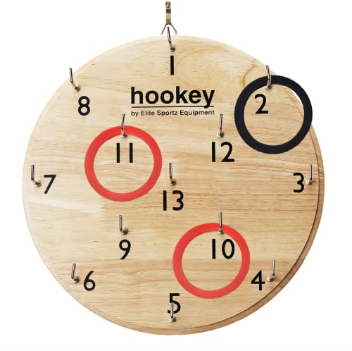Elite Sportz Equipment Ring Toss Game | Sturdy Wooden Board Set for Indoor & Outdoor Fun | Best Wall Mounted Hook and Ring Game for Adults, Kids, Parties, Family Fun, Camping, Man Caves & Gift Giving