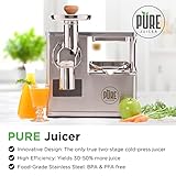 PURE Juicer Two-Stage Juicer - Premium Cold Press Juicing Machine - Solid Stainless Grinder and Hydraulic Press For Fruits, Vegetables, Nuts