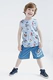 Disney Mickey Mouse Goofy Donald Duck Toddler Boys T-Shirt Tank Top & Shorts 3 Piece Outfit White/Blue Good Vibes Only 3T