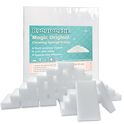 RongrongJIE Magic Sponge Eraser, 51 Pcs Melamine Foam Sponges in Bulk, Multi-Functional Household Scrub Cleaning Pads for Kitchen, Bathroom, Furniture, Tub, Sink, Floors, Baseboards, Shoes, Walls
