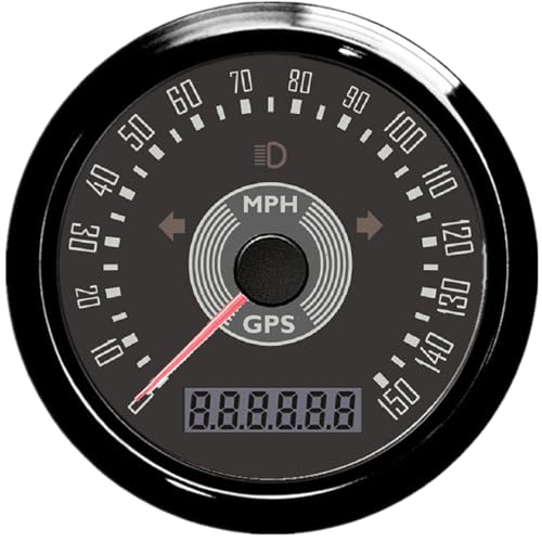 ELING 85mm GPS Speedometer Odometer 150MPH Speedo Gauge with High Beam Left Light Right Light 12V 24V for Auto Motorboat Tractor with Red and Yellow Backlight