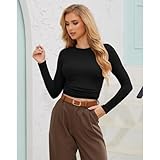 CE' CERDR 3/5 Pack Womens Long Sleeve Shirts Crew Neck Basic Tees Tight Fitted Casual Going Out Stretchy Slim Tops