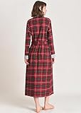 Latuza Women's Plaid Flannel Robe Long Cotton Bathrobe 2X Christmas Plaid