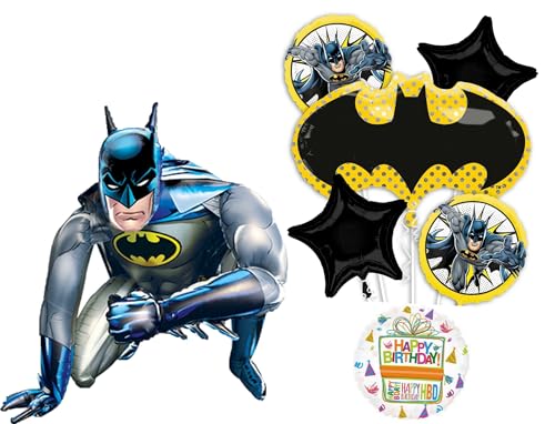 Anagram Batman Birthday Party Supplies 7pc Airwalkers Balloon Bouquet Decorations