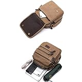 Sunsomen Mens bag Canvas Shoulder Bag Small Messenger Crossbody Bag Work Bag Vintage Multi-function (Coffee)