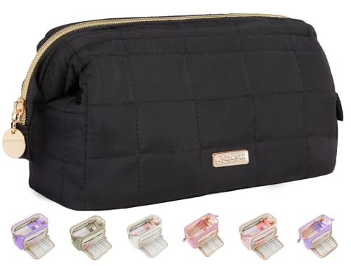 Sooez Large Pencil Case Pouch, Soft Pencil Bag with Zipper, Pen Bag Wide Opening, School Supplies Cute Pencil Case for Girls Boy Men Women, Black