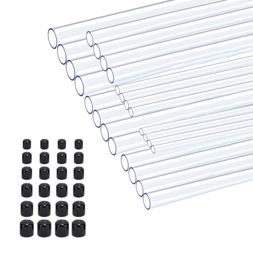 BBYPP 24pcs Rigid Tubing Assortment, 4mm 8mm 12mm 16mm 20mm 24mm ID, 1mm Wall thickness, with 48pcs Round Rubber Plugs For DIY and Home Repairs