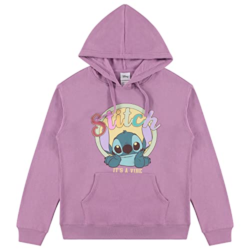 Disney Ladies Lilo and Stitch Sweatshirt - Ladies Classic Lilo and Stitch Hoodie Sweatshirt (Purple, Large)