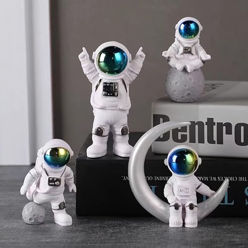 Ni-JASW Gradient Astronaut Statues Set of 4, Spaceman Figurines Space Theme Party Nursery Home Office Decor