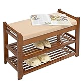 PETKABOO Shoe Rack Bench with Cushion, Shoe Rack for Front Door Entrance, Shoe Bench with Storage for Entryway Hallway Bedroom Living Room