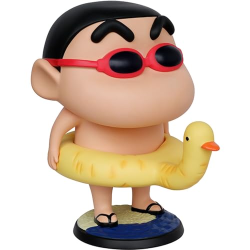 Heigguoj Swimming Circle Crayon Shin chan Figure Large Hand-Made Statue Model, Anime Figure Environmental PVC Collection Statue Model Decoration Exquisite Birthday GIF