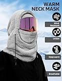 Balaclava Winter Ski Mask for Men Women, Fleece Face Mask Men Women Hat Neck Windproof Hooded Scarf Cold Weather Warm Face Cover (Grey)