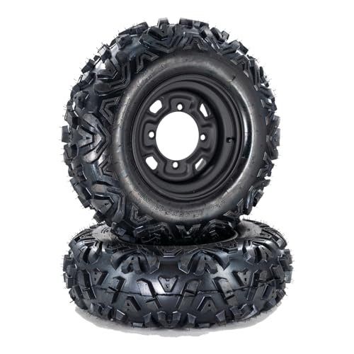 GarveeTech 2 PCS 25x8-12 ATV Tires,6PR UTV Tires with 12" Wheel Rim 4 Bolt,All-Season 12" Rim 25x8-12 All-Terrain Tire For ATV UTV Trail Off-Road Mud Sand Terrain-PCD:156 * 4