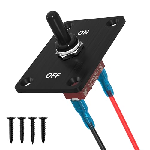 RVBOATPAT Heavy Duty Waterproof Toggle Switch 12V DC 30A 2 Pin SPST ON/Off Toggle Switch with Mounting Panel for Marine Boat Automotive