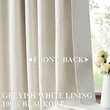 Vision Home Natural Full Blackout Curtains Linen Blended Darkening Window Curtains 84 inch for Living Room Bedroom Thermal Insulated Pinch Pleat Drapes with Hooks 2 Panel 40"Wx84"L