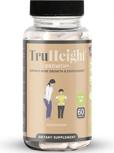 TruHeight Growth Capsules - Natural Growth & Development Supplement for Kids & Teens - Endorsed by Pediatricians - Vitamin D, K, Calcium & Ashwaganda - Bone Strength Capsules - Kids Vitamins - Ages 5+