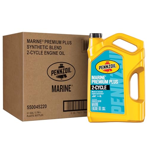 Pennzoil Marine Premium Plus 2-Cycle Synthetic Blend Engine Oil, 1 Gallon (3 Pack)