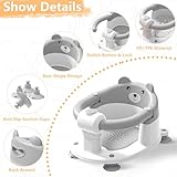 Baby Bath Seat for Babies 6 Months & Up, Toddler Bath Seats for Babies Sitting Up, Non-Slip Infant Bath Tub Chair with 4 Suction Cups & Soft Cushion for Shower, Compact Toddler Bathtub Seat, Gray