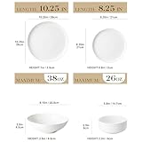 MALACASA Plates and Bowls Sets, 24 Pieces Modern Porcelain Dinnerware Set for 6 Ceramic Dishware Dishes White Kitchen Dinner Dining Ware Set Microwave and Dishwasher Safe, Series LUNA