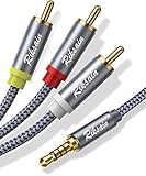 RIKSOIN 3.5mm to RCA Cable Audio Video Cables, 3.3FT/1M 3.5mm 1/8” TRRS to 3-Male RCA Adapter Stereo AUX Cord AV Cable for Camcorders, Handycam, MP3, Tablet, Speaker, Home Theater, DVD Player & More
