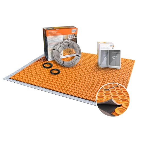 All-in-one Electric Radiant Floor Heating Kit 103 Sq Ft 240V with Smart WiFi Programmable Touchscreen Thermostat, Duo Heating Uncoupling Membrane, Underfloor Heating Cable