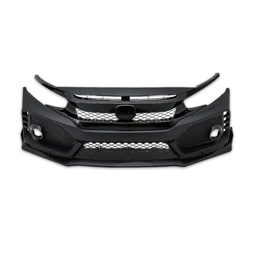 Type R Style Front Bumper Cover Kit w/Grille & Lip For 2016 2017 2018 2019 2020 2021 Honda Civic