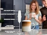 Milk Boss Milk Frother for Coffee Complete Set Coffee Gift With Upgraded Ultra Stand - Handheld Foam Maker - Whisk Drink Mixer for Coffee, Mini Hand Blender - Frother, Stencils & Frothing Pitcher