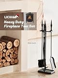 Lichamp Gothic Fireplace Tools Set, 5-Pieces Indoor Outdoor Sturdy Fire Place Poker Sets with Gothic Handle, FTS35BK