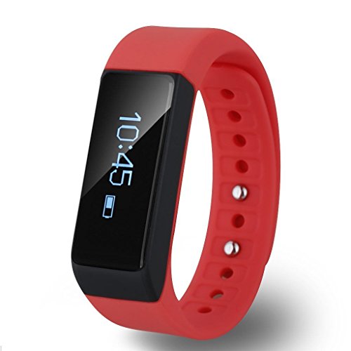 i5 Plus Smart Wristband Bluetooth 4.0 Smart Band Sleep Monitor Smart Bracelet Waterproof Touch Screen with Pedometer (Red) …