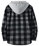 ZITY 3 Pack Men's Flannel Hoodie Shirts Long Sleeve Casual Vintage Button Down Plaid Shirt Jacket with Pocket Deepbluebeige Navy White Large