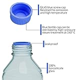 1000ml Storage Glass Bottles – 2pcs Round Media Storage Bottle – Borosilicate Glass Bottles – Safe Probe Storage Glass Storage Bottles with GL45 Blue Screw Cap (1000ml - 2pcs)