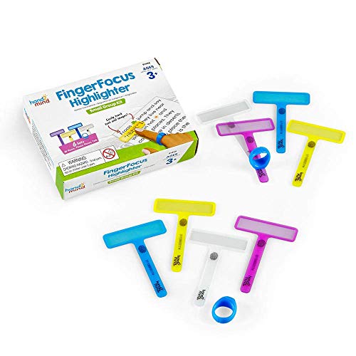 hand2mind FingerFocus Highlighter, Guided Reading Strips, Reading Pointers for Kids, Dyslexia Tools for Kids, ADHD Tools, Special Education School Supplies, Teacher Classroom Must Haves (6 Pack)