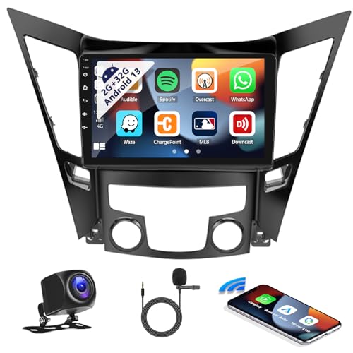 SIXWIN Android 13 Car Radio for Hyundai Sonata 2010-2015 with Wireless Apple Carplay Android Auto Mirror Link 26UI Bluetooth 9 inch Touchscreen 2G+32G with GPS Navigation WiFi EQ FM Backup Camera MIC