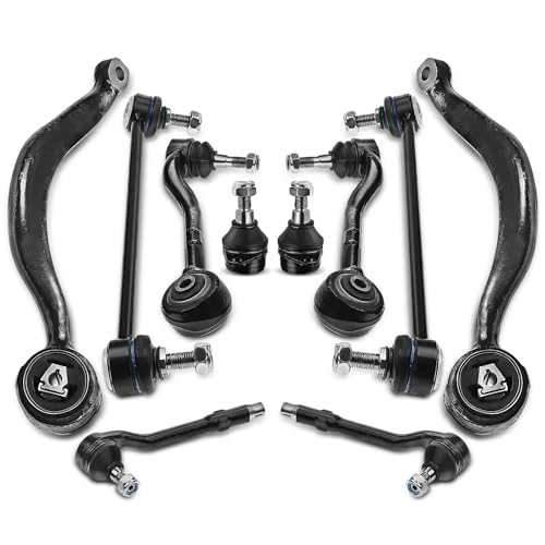 A-Premium Set of 10, Front Lower Forward & Rearward Control Arm, Lower Ball Joint, Sway Bar Link, Outer Tie Rod End, Compatible with BMW E53 Series 2001 2002 2003