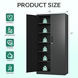 Letaya Metal Garage Storage Cabinets with Lock-72 Tall Tool Organizer Steel Lockers, 5 Adjustable Layers Shelves for Home,Office,Warehouse,Garage,(Black-72“)