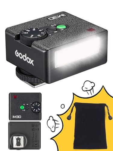 Godox Flash Godox iM30 Mini Flash - Camera Flash GN 15, 7 Power Levels, IM 30 Mini Manual Flash for Canon/Sony zv1/Sony zve10 /Ricoh gr3/Fuji f1-230 Full-Power Flashes/6500K±200K/3.6S Recycle