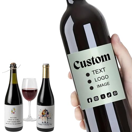 Generic Customized Wine Bottle Labels, Custom Waterproof Vinyl Wine Stickers,Personalized Bottle Labels with Logo/Text/Photo for Graduation, Birthday,Wedding and More Parties (4X5 INCHES)